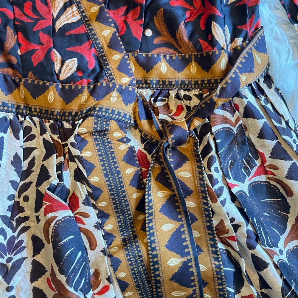 Farm Rio Tapestry Garden Multicolor V Neck Wrap Mini Dress NWT Medium - Picture 11 of 16